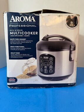 Aroma Home Stainless Steel and Black Multicooker